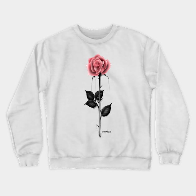 Pink Rose Crewneck Sweatshirt by MetroInk